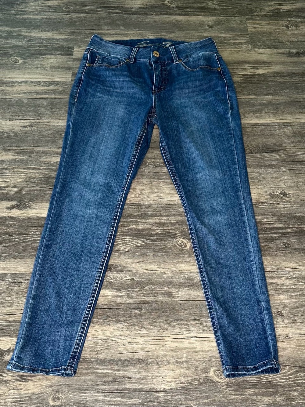 Seven7 Jeans Womens 10 Skinny Blue Medium Wash Stretch Denim Mid Rise